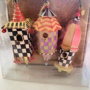 MacKenzie Childs Whimsical Mini Set of 3 Birdhouses -Discontinued item